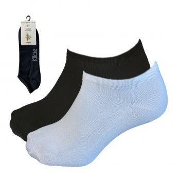 Kilde Diabetes og Comfort bambus ankelstrømper i sort og hvid, bløde og åndbare