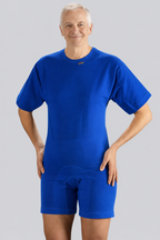 CARE bodystocking med korte ben, ærmer og lynlåse i skridt og på skuldre, fås i hvid, sort og koboltblå.