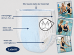 Swim MED badebleer til urin-og afførings inkontinens suger ikke vand og kan skjules under badetøj.