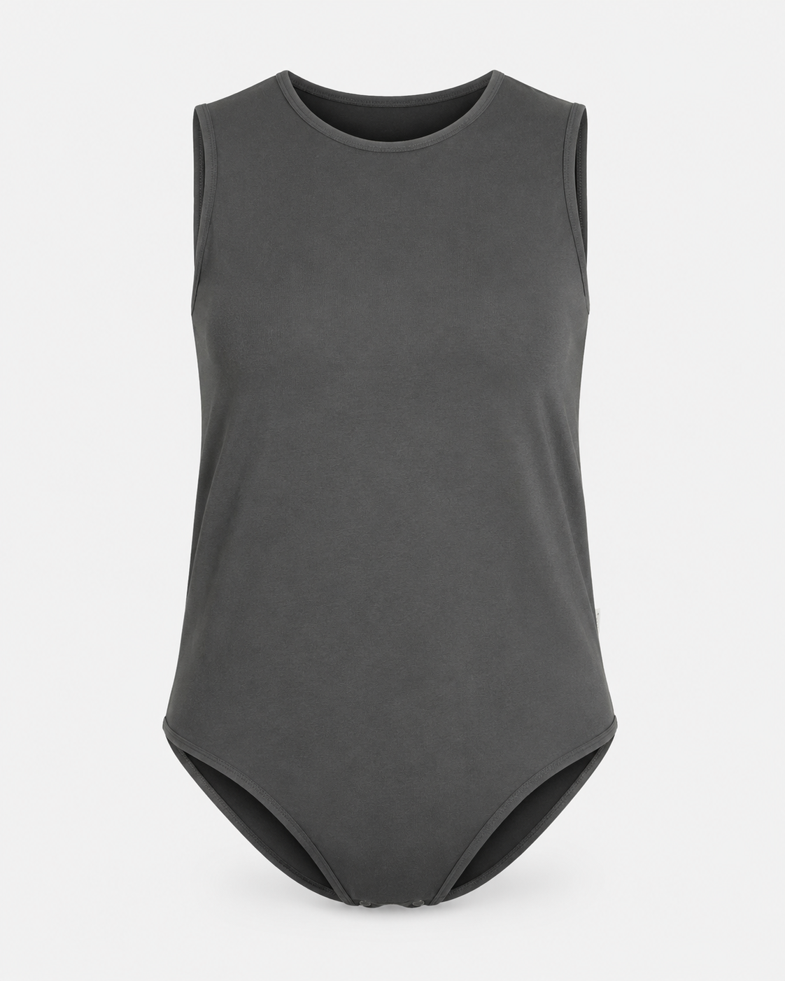 Bodystocking med skulderstropper og trykknapper bagpå i skridtet, i sort og hvid Øko-Tex bomuld.