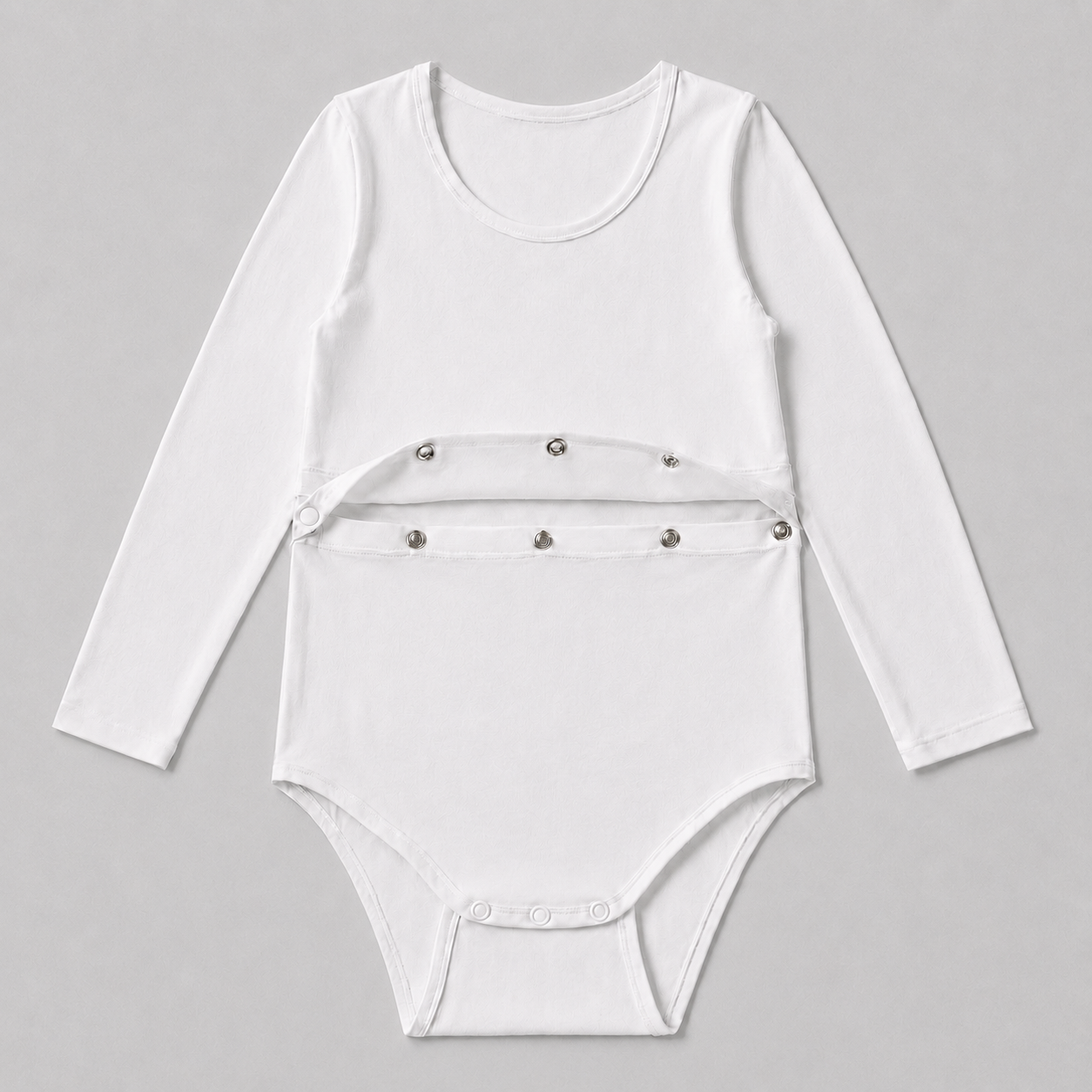 Bodystocking med åbning til sonde, fås i bordeaux, grøn, hvid, koboltblå og sort.