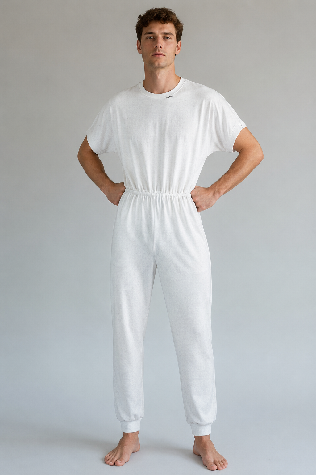 Bodystocking til voksne med lange ben og lynlås, fremstillet i Øko-Tex bomuld.